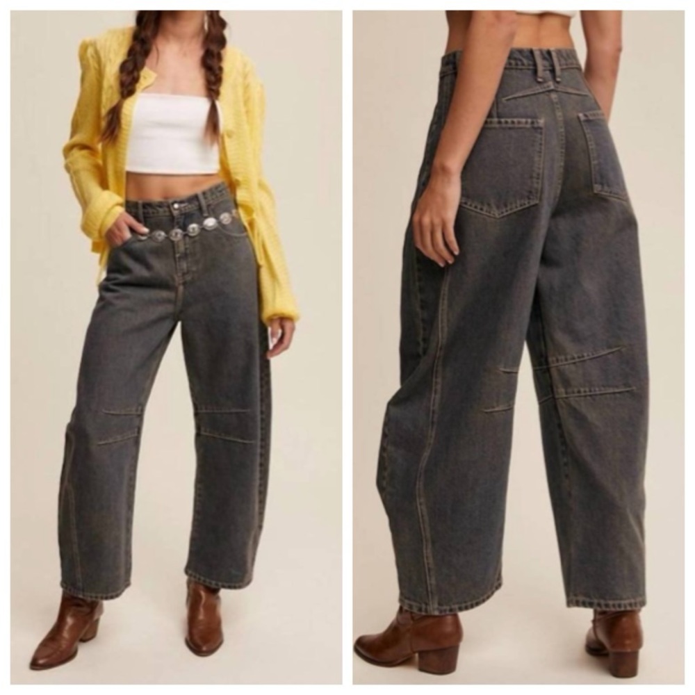 Listicle Brandi Barrel Cotton Oversized Jeans, size M